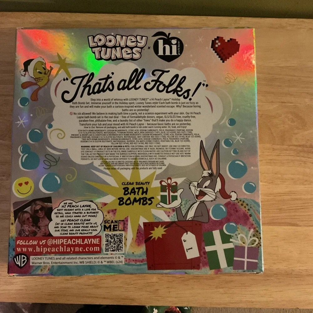 Hi Peach Layne Looney Tunes 6 Pc Holiday Bath Bombs, New In Box‎